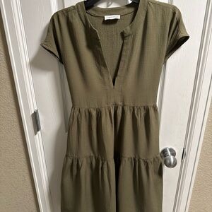 Calvin Klein Khaki Textured Dress